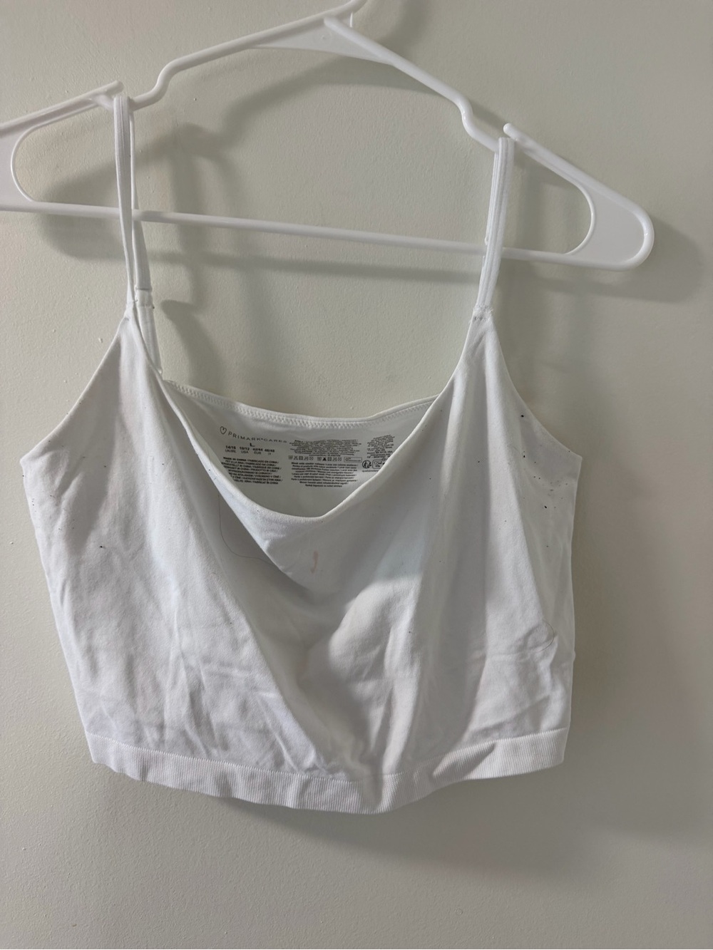 Primark White Cropped Camisole with Thin Straps